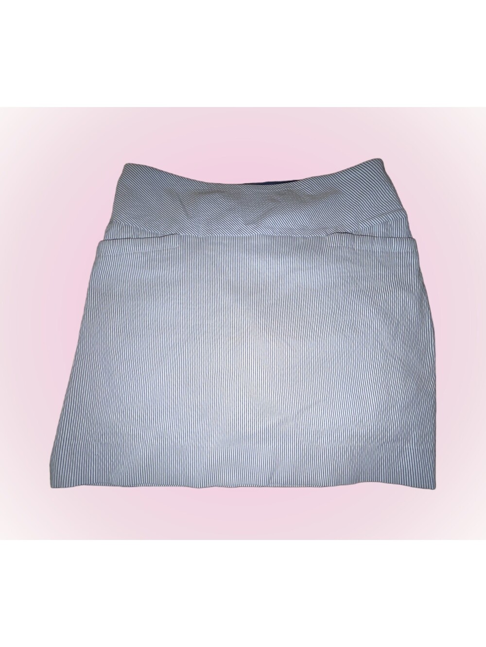 Womens Size Large Blue & White Pin Striped Short Skort with Pockets